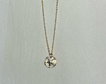 Halsband med guldsanddollar – 14K guldfyllt hänge på 16-tums guld Rolo-kedja, smycken till kusten, present