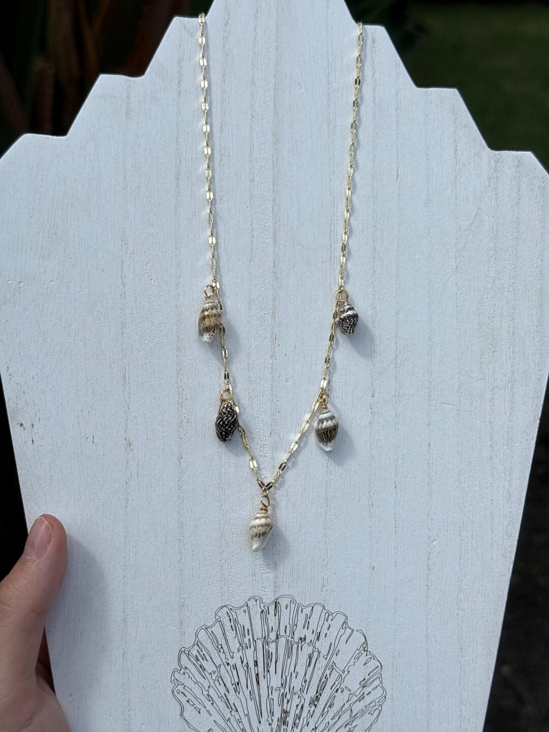 Mini Conch Shell Necklace – 14K Gold Filled Sequin Chain Seashell ...