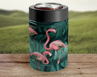 Can Holder For Mom Tropical Beverage Sleeve Gift for Her Vibrant Drink Cooler Mothers Day Flamingo Bottle Cooler For 12oz Can
