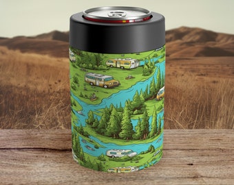 Camping Koozie Gift Camping Can Cooler Gift Camping Beer Sleeve Gift Camping Can Insulator For 12oz Can