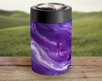 Purple Water Koozie Gift For Birthday Celebration Purple Marble Drink Holder For Housewarming Party Marble Can Insulator For 12oz Can