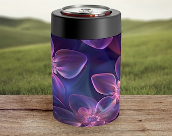 Koozie For Mother's Day Gift For Mom Purple Flower Beer Sleeve For Her Purple Flower Drink Holder For 12oz Can