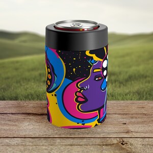 Can Cooler Birthday Party Psychedelic Beer Sleeve Birthday Bash Groovy Can Insulator For 12oz Can