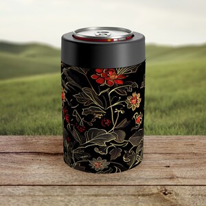 Floral Drink Holder Gift For Her Beach Trip Floral Can Insulator Stainless Steel Can Holder For 12oz Can