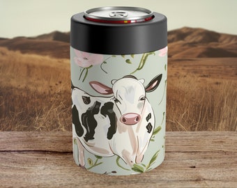 Cow Koozie For Her Picnic Coozie Gift For Mom Can Holder For Mothers Day Metal Koozie For 12oz Can