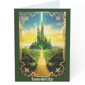 Emerald City Wonderful Wizard of Oz-wenskaarten - gecoate afwerking - Yellow Brick Road - aanpasbare binnenkant - 2 maten