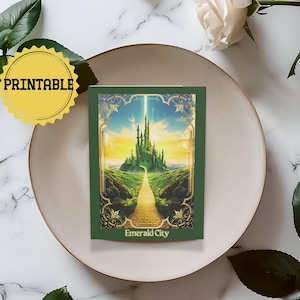 Afdrukbare Emerald City Wonderful Wizard of Oz-wenskaarten - gecoate afwerking - Yellow Brick Road - aanpasbare binnenkant - 2 maten