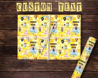Personalized Wonderful Wiazard of Oz Gift Wrap Paper- Over the Rainbow- Yellow Brick Road- L Frank Baum Storybook Characters