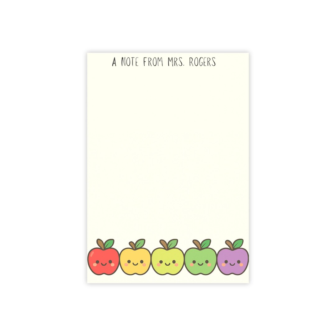 Personalized Rainbow Apple Post-it® Note Pad- Custom Teacher Notepad ...