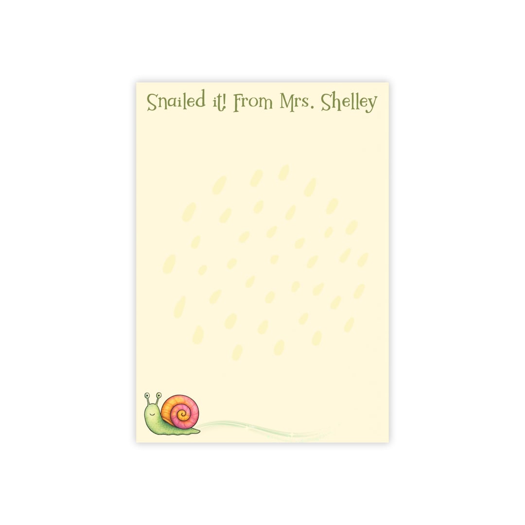 Snail Taking Notes Personalized Snail Notepad-