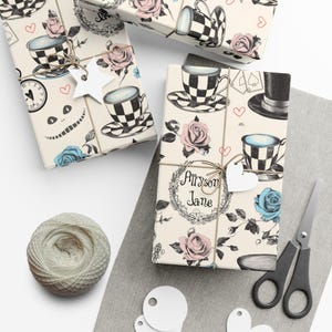 Personalized Onederland Wrapping Paper | Alice in Wonderland Birthday Gift Wrap | Custom Name Present Wrap | First Birthday Party Supplies image 1