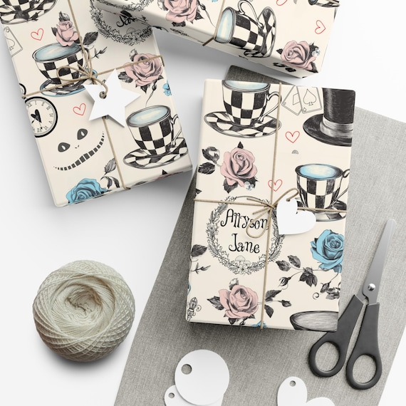 Personalized Onederland Wrapping Paper | Alice in Wonderland Birthday Gift Wrap | Custom Name Present Wrap | First Birthday Party Supplies