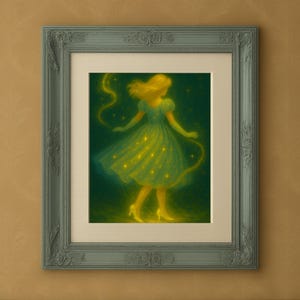 Cinderella Transformation Art Print- Vintage Fairy Tale Wall Decor, Magical Princess Room Art, Glass Slippers and Sparkles Illustration