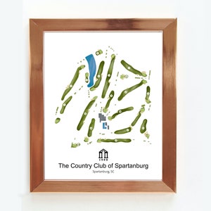 Country Club of Spartanburg | Spartanburg, SC | Golfer Decor Gift for Him | Watercolor Style Golf Course Map | Scorecard Layout