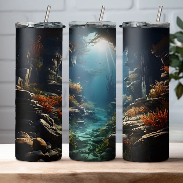 Underwater Cave Tumbler Wrap Designs  | 20oz Skinny Tumbler Wraps