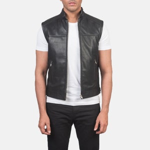 Mens Real Leather Motorbike Cut Off Biker SOA Style Laced Up and zip c –  Lesa Collection