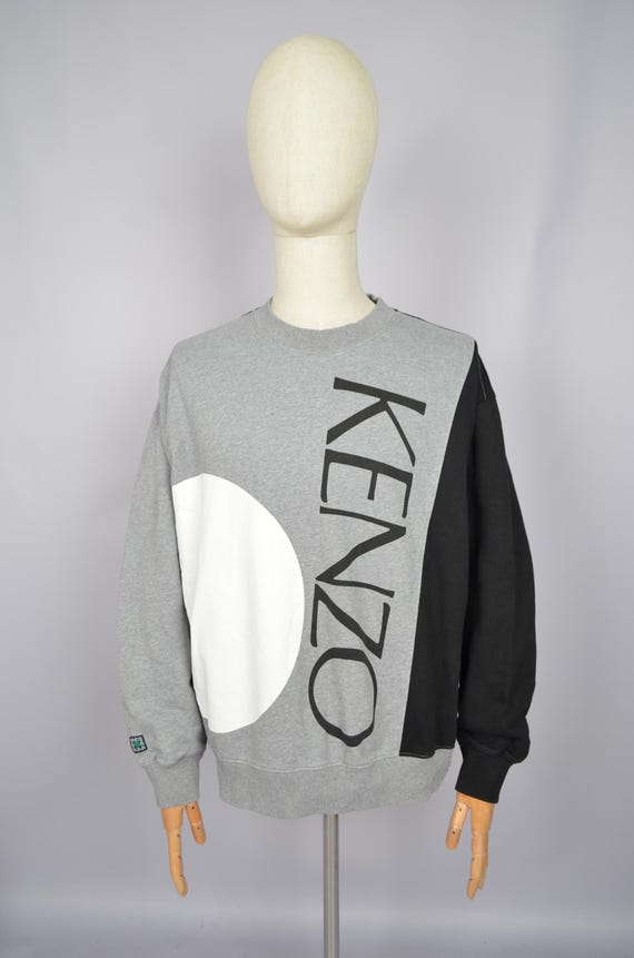 KENZO Color Block Hoodie Dove Grey Logo Sweatshirt Size L KENZO Color Block Hoodie Dove Grey Logo Sweatshirt Size L