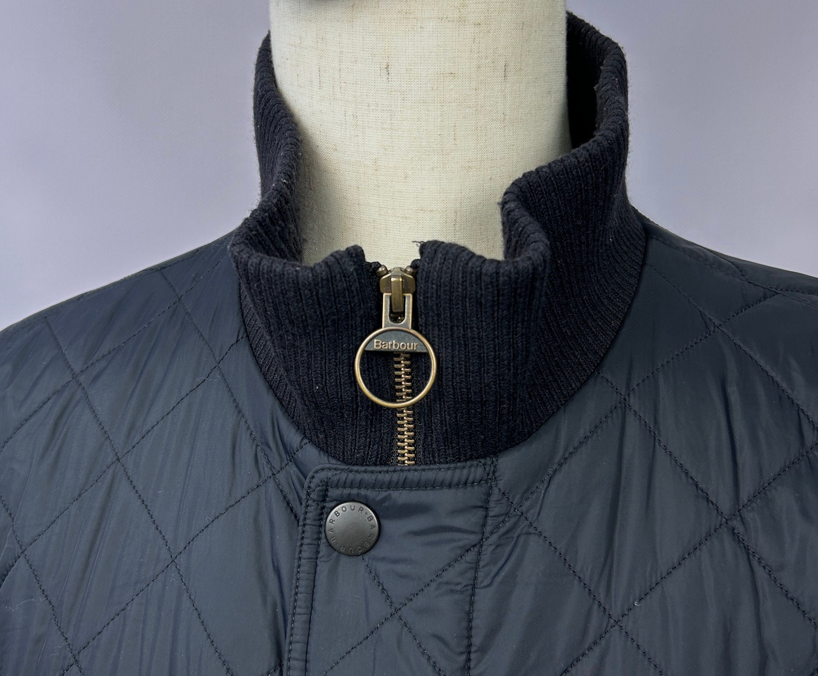Barbour Chelsea Rib Neck Quilted Black Jacket Size XXL Barbour Chelsea Rib Neck Quilted Black Jacket Size XXL