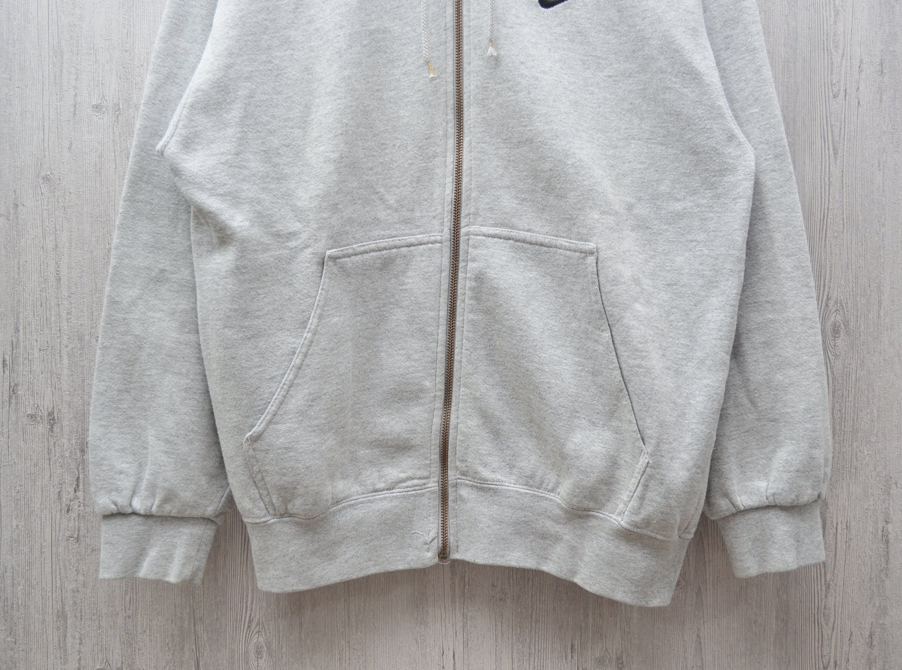 Vintage Nike Full Zip Embroided Logo Grey Hoodie 90s Y2k