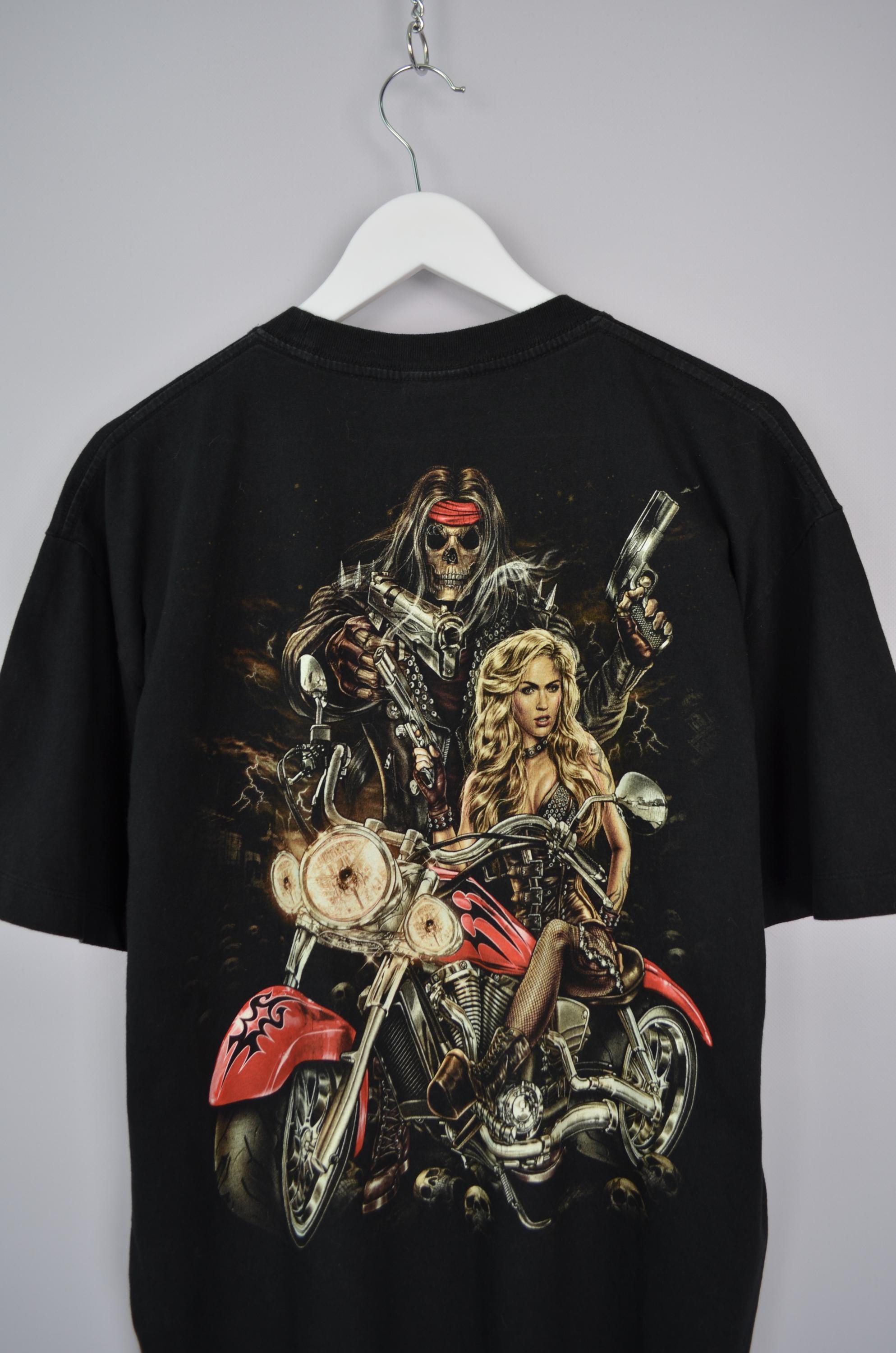 1990s☆Vintage Skull Biker Sex T-Shirts Vintage T-shirt, Size XL, Skull and Crossbones, Skeleton T Shirt