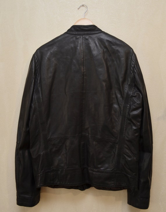 IKKS Lamb Leather Black Jacket RARE Size XL P2P 23'2