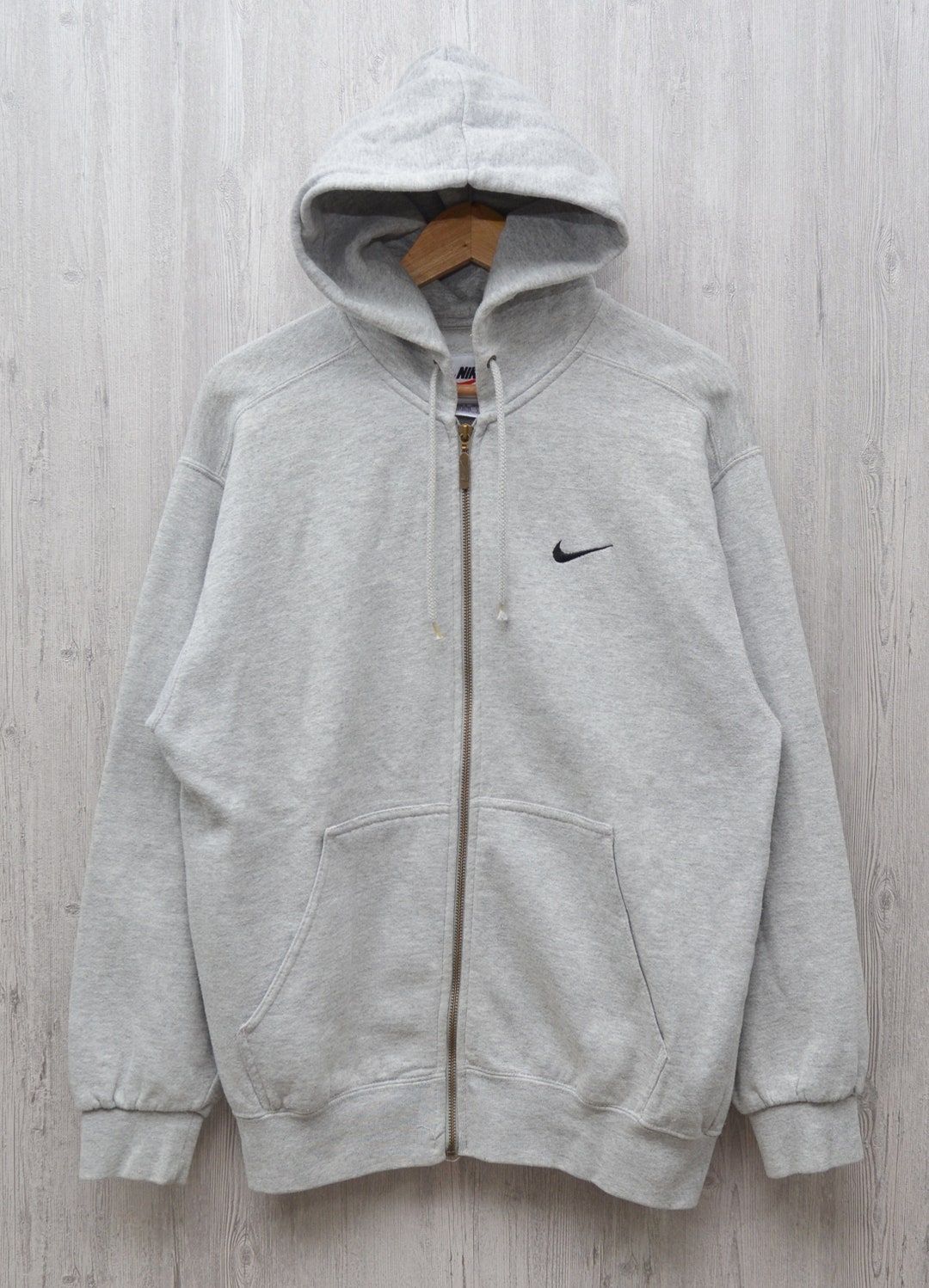 トップス 90s NIKE ZIP UP HOODIE GRAY Vintage Nike Full Zip Embroided Logo Grey Hoodie 90s Y2k