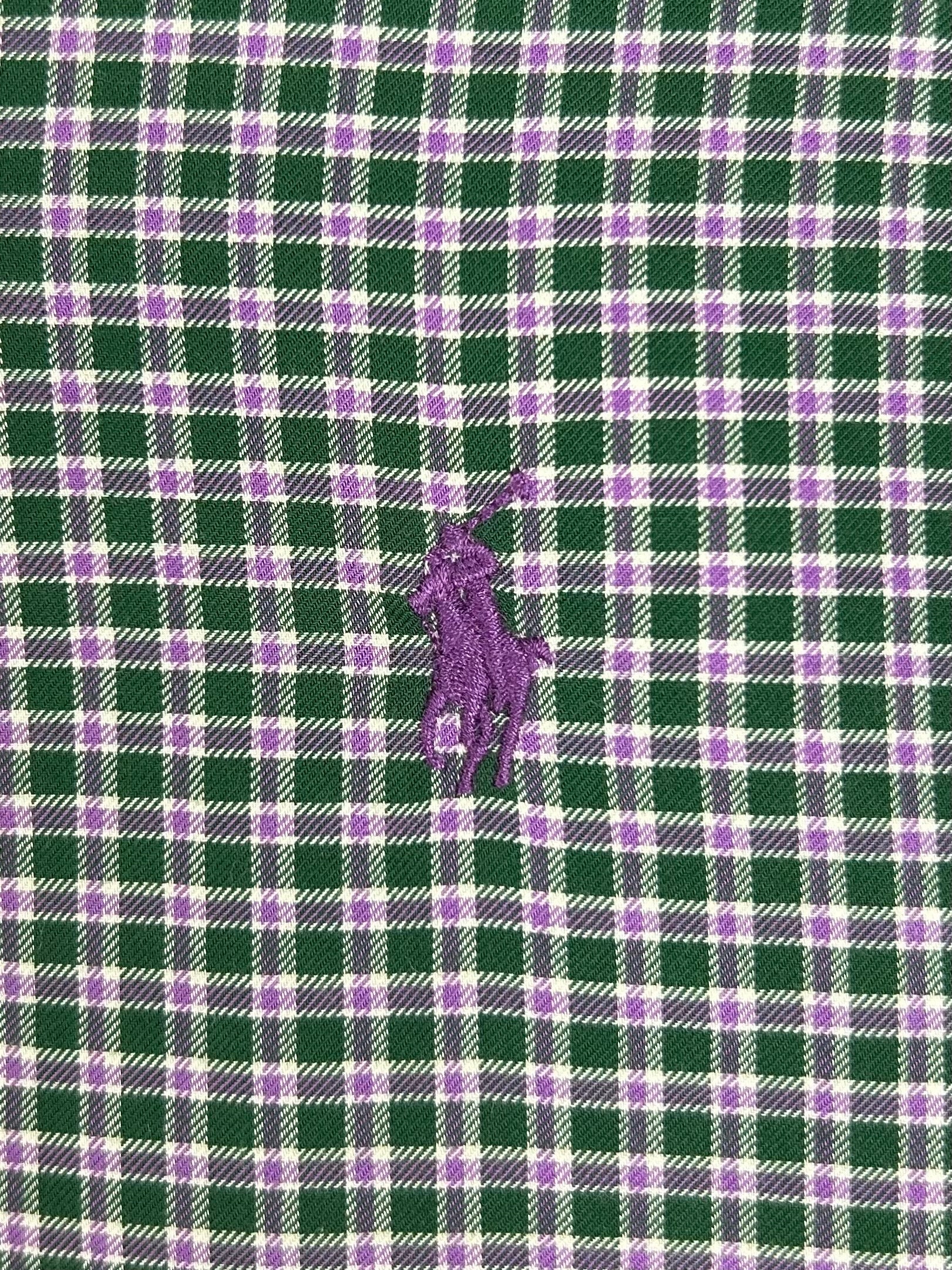 Polo Ralph Lauren Green Check Slim Fit Shirt Size XL P2P 24'4