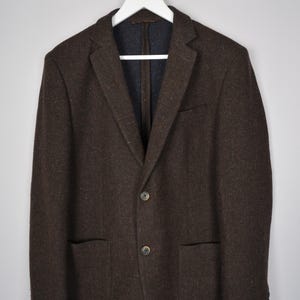 John Barritt Bottoli Knit Wool Brown Unlined Blazer Jacket Sz US40 P2P 20&#39;7&quot;