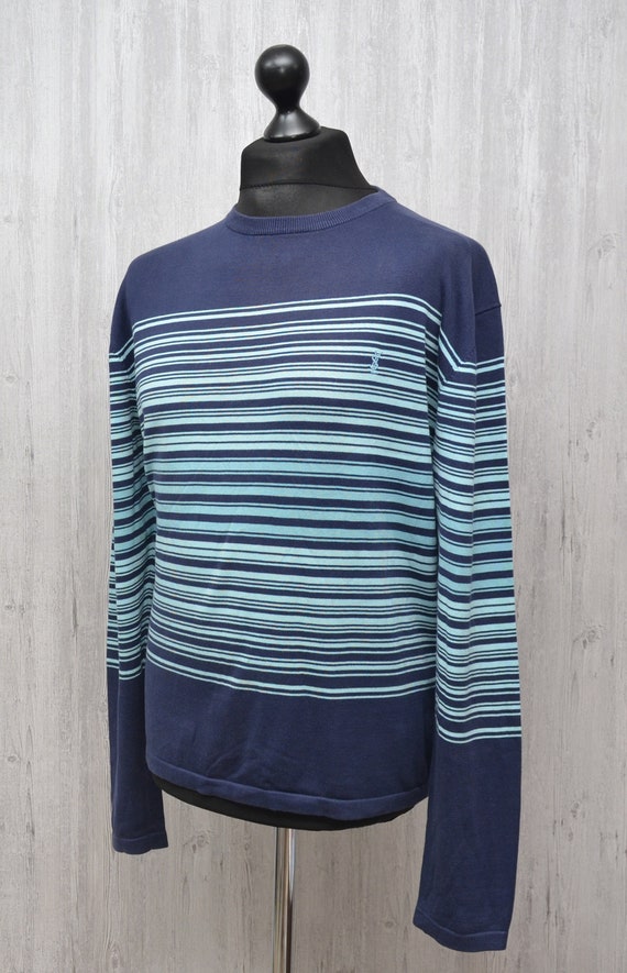 YSL Yves Saint Laurent Knit Striped Sweater Embro… - image 2