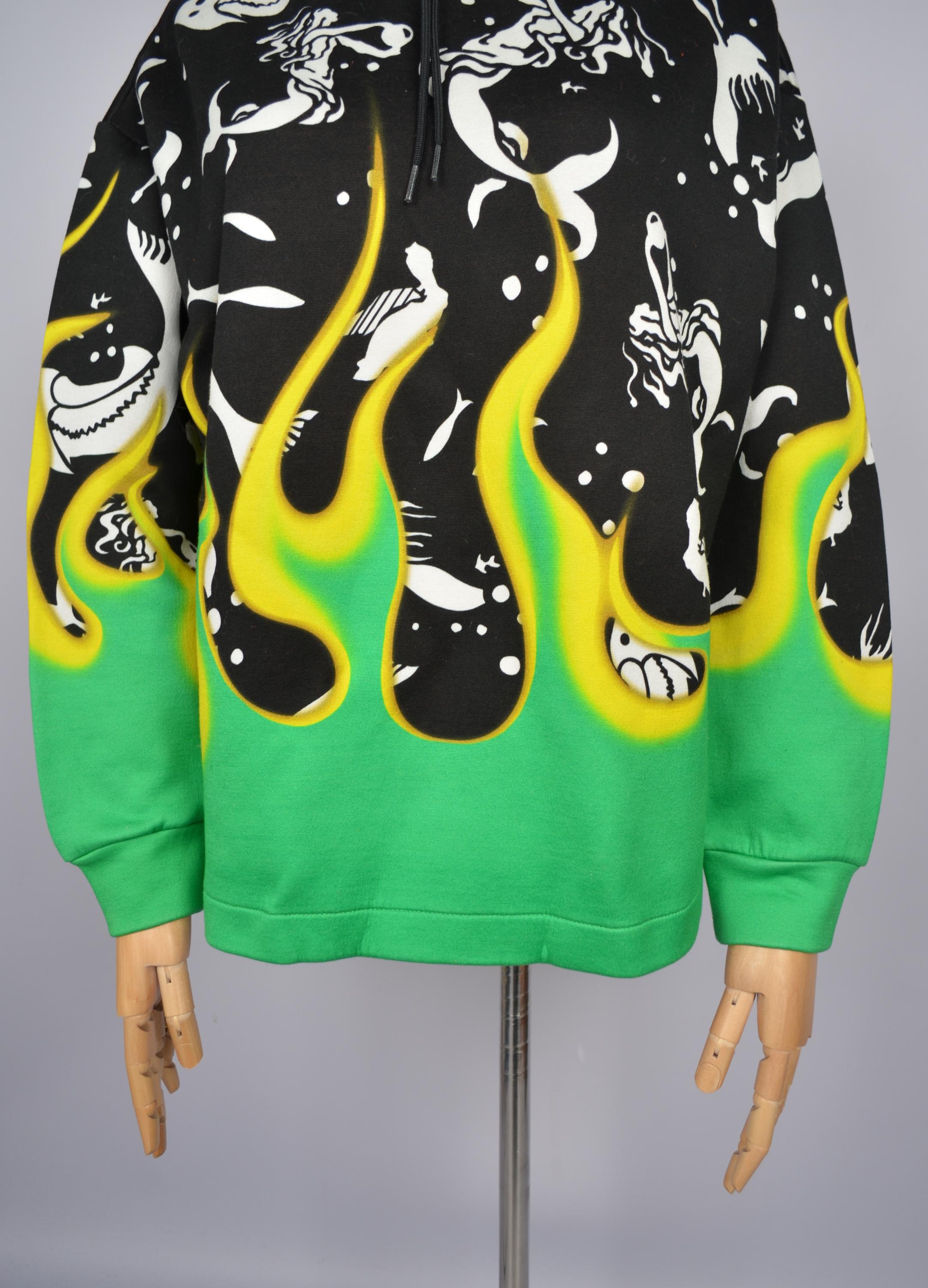 PRADA Special Edition Mermaid Flames Hoodie Size S Oversize PRADA Special Edition Mermaid Flames Hoodie Size S Oversize