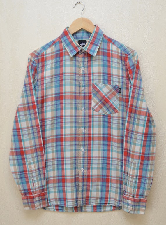 Stussy Check Shirt Size S Streetwear RARE P2P 19'6