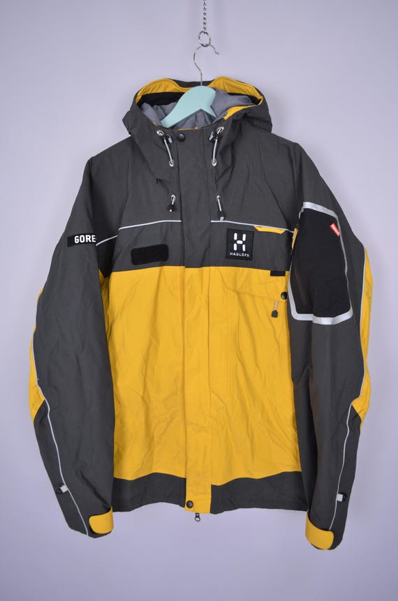 Haglofs Gore Tex Recco System Yellow Grey Jacket Ski Size XL