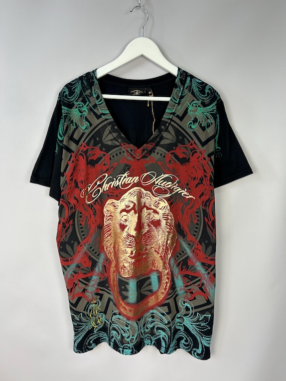 Ed Hardy by Christian Audigier Lion Print T Shirt Size XL