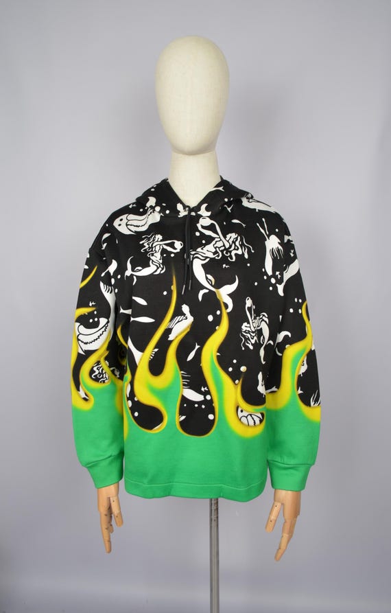 PRADA Special Edition Mermaid Flames Hoodie Size S Oversize VERY