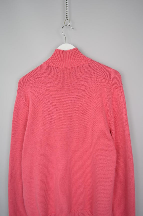 Polo Ralph Lauren 1/4 Zip Knit Pink Cotton Sweater Size L P2P 21'6
