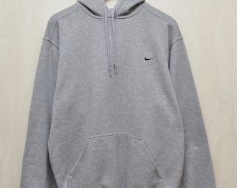 Sudadera con capucha Nike vintage con logotipo bordado, gris, talla M, años 90, Y2K