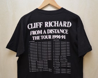 90's CLIFF RICHARD FROM A DISTANCE Tシャツ Vintage Cliff Richard From A Distance Tour 1990-91 T Shirt Size M