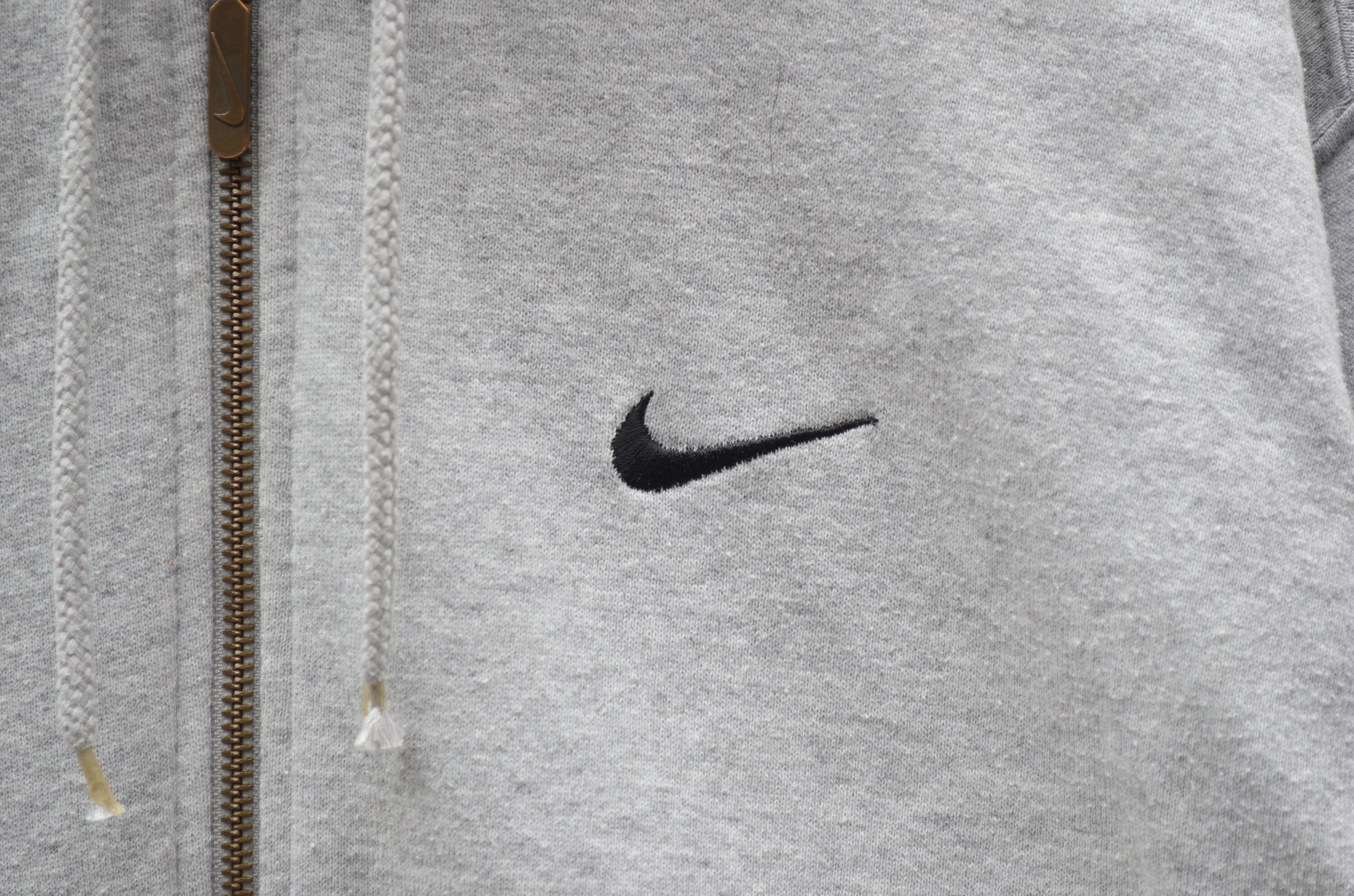 Vintage Nike Full Zip Embroided Logo Grey Hoodie 90s Y2k