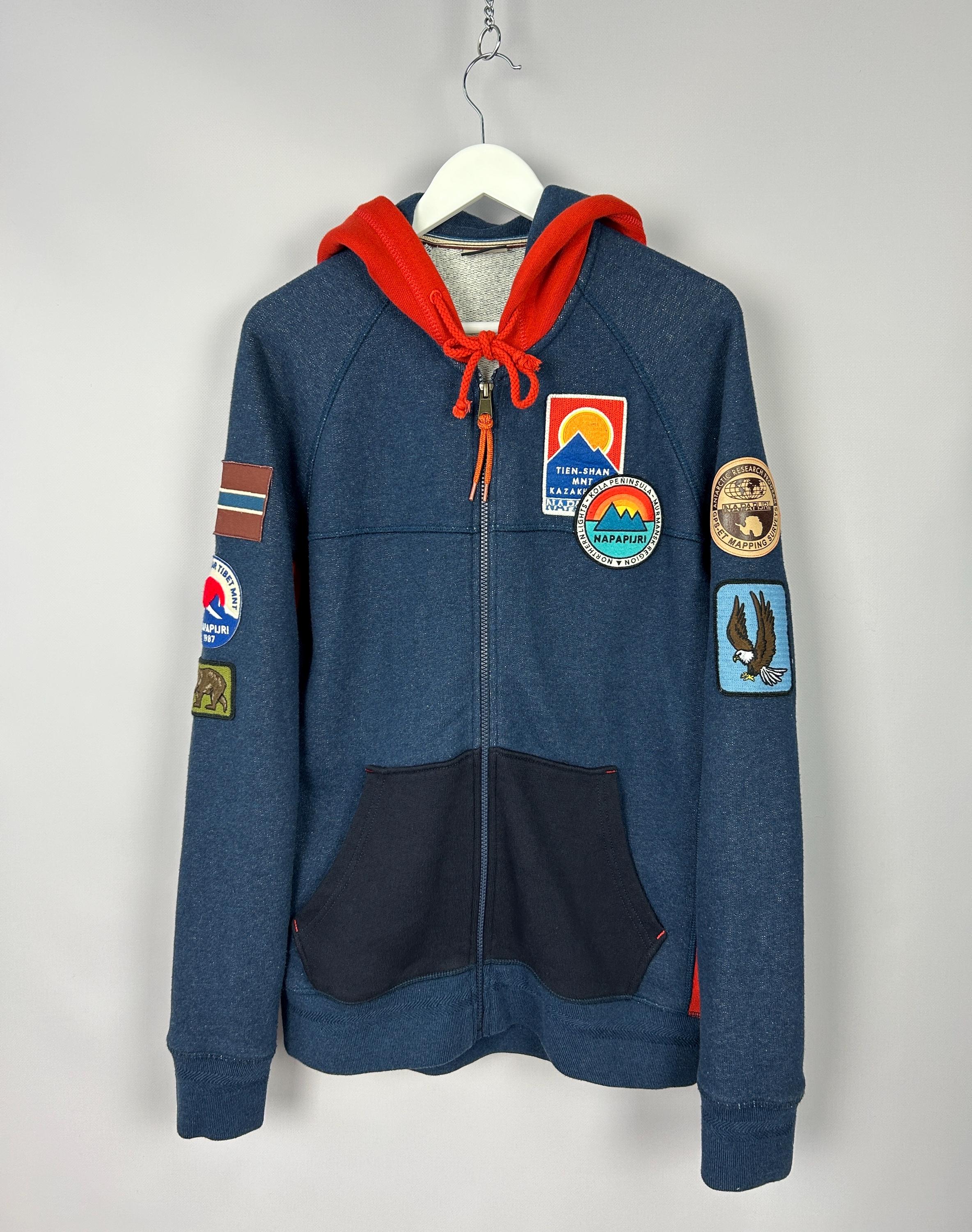 Napapijri Bingol Full Zip Patches Hoodie Navy Size L P2p 21 6