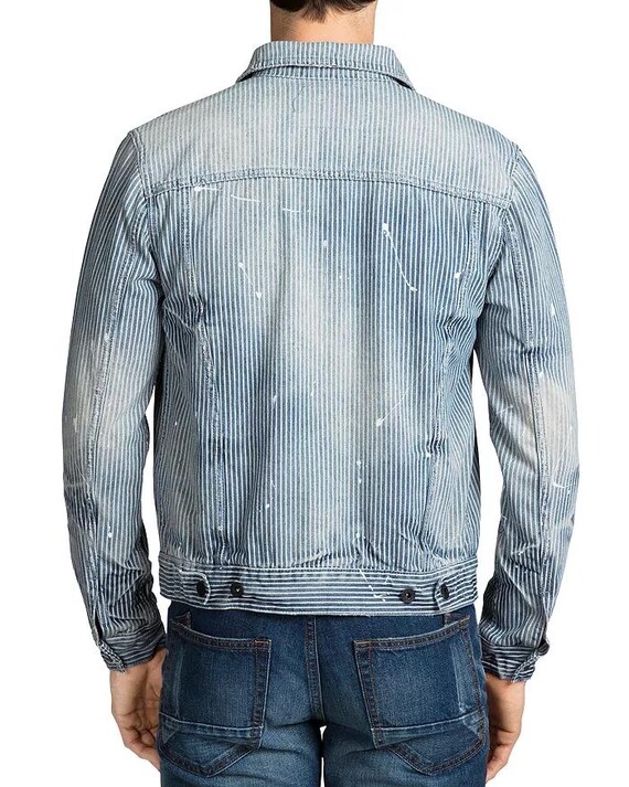PRPS Hickory Paint splattered Stripe Denim Jacket Size M RARE P2P 20 8 Etsy UK
