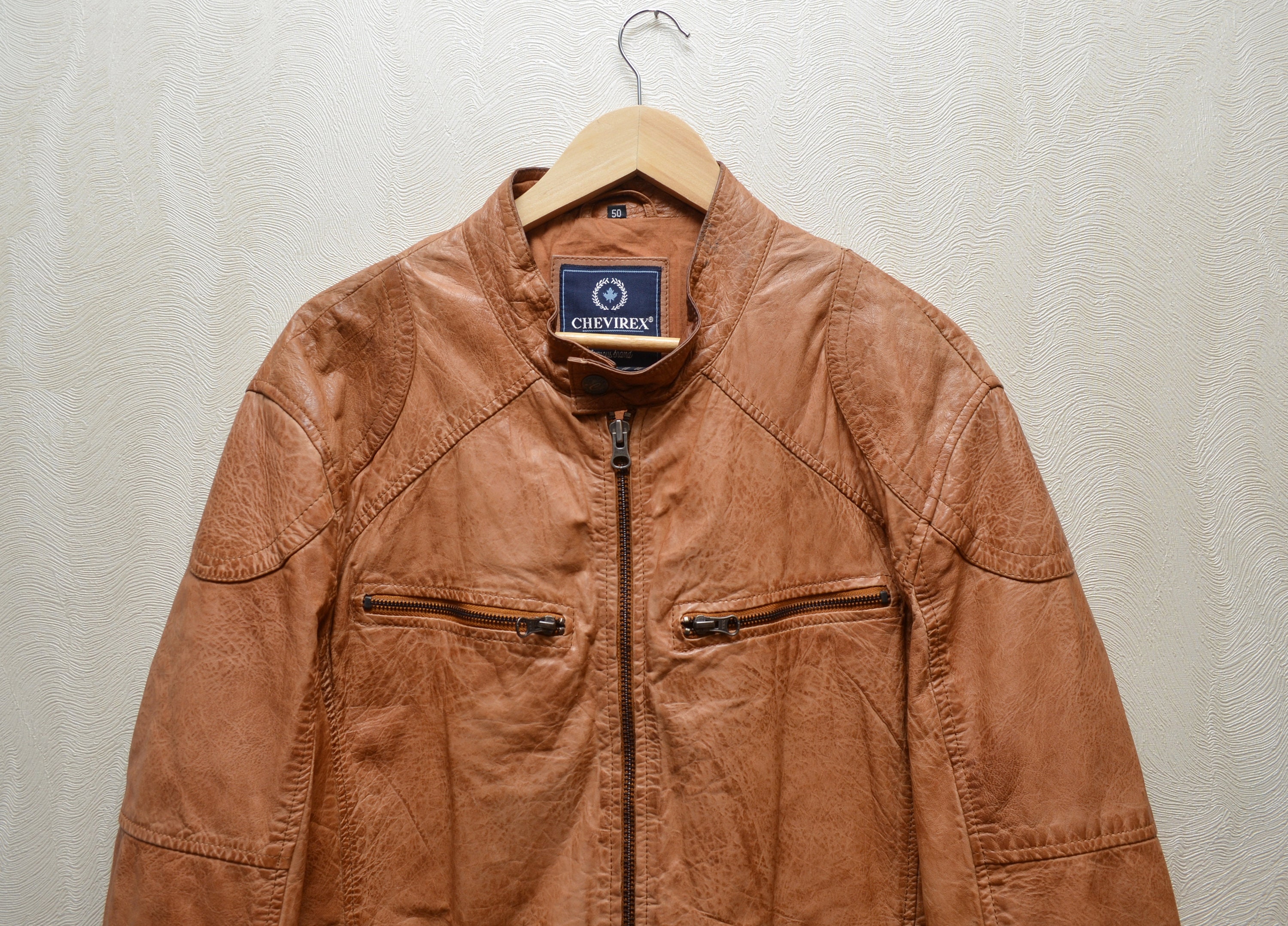 Vintage 90s Y2k Chevirex Leather Jacket Brown Size L P2P 23 Vintage 90s Y2k Chevirex Leather Jacket Brown Size L P2P 23