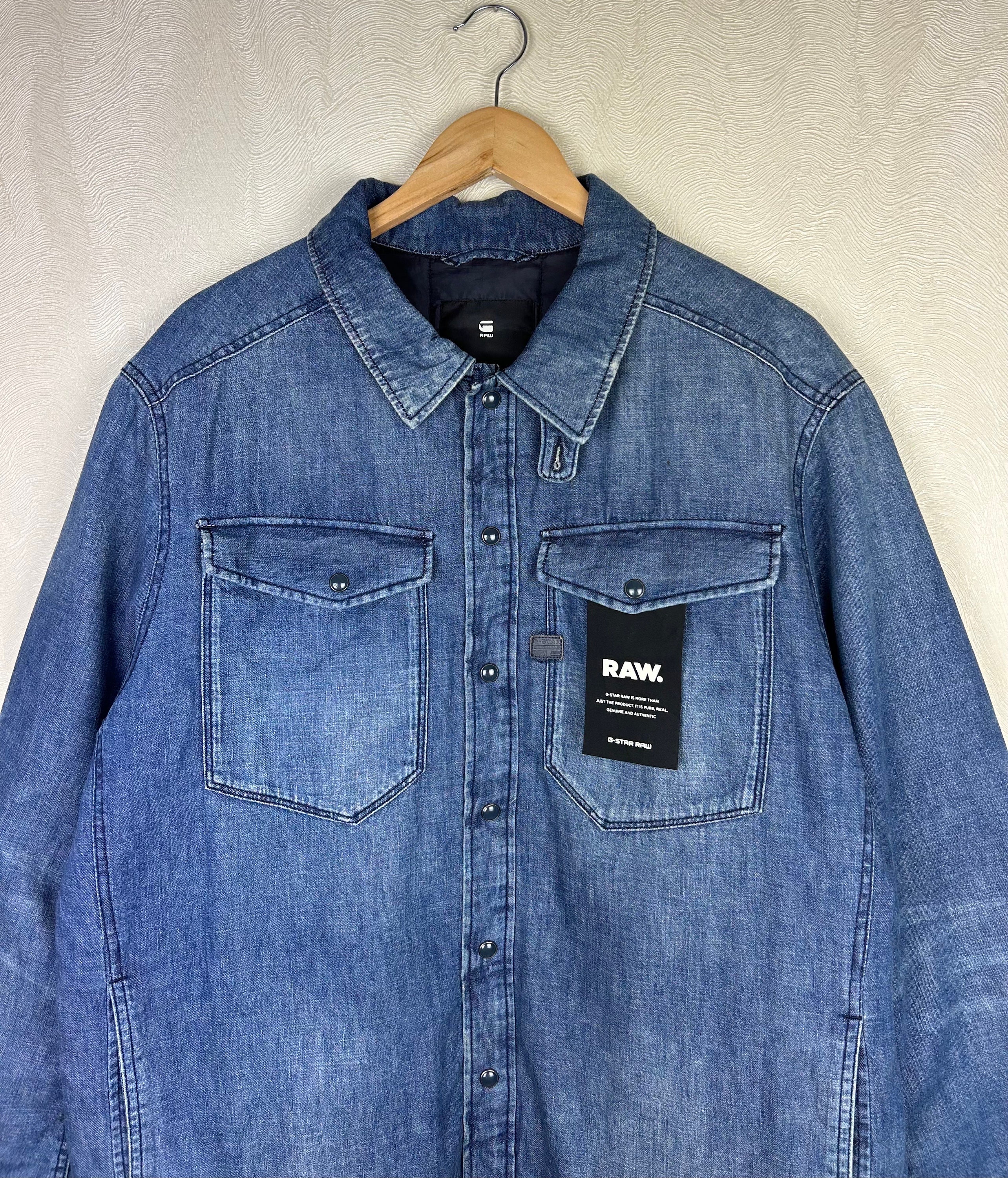 G Star 3301 Padded Overshirt Denim Jacket Size XL RARE P2P 24 