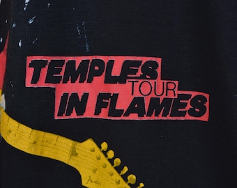 Bob Dylan Original Vintage Black 80s T-shirt Temples in Flames