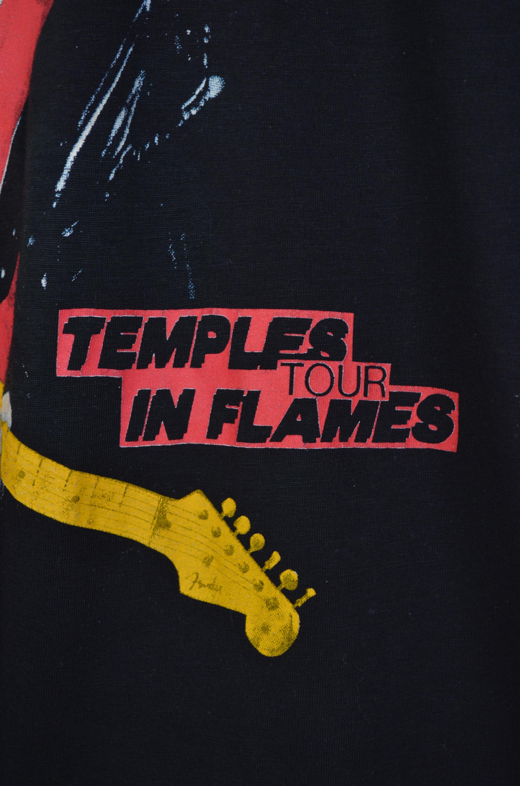 Bob Dylan Original Vintage Black 80s T-shirt Temples in Flames