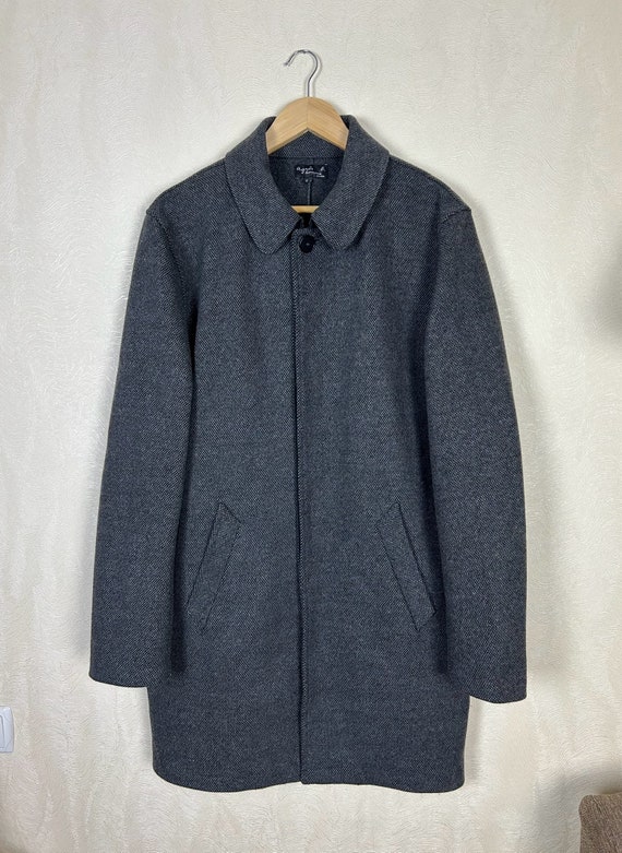 Manteau gris pour homme Agnes B. Laine melangee Taille 2 M Luxe P2P 22 4 Etsy Canada
