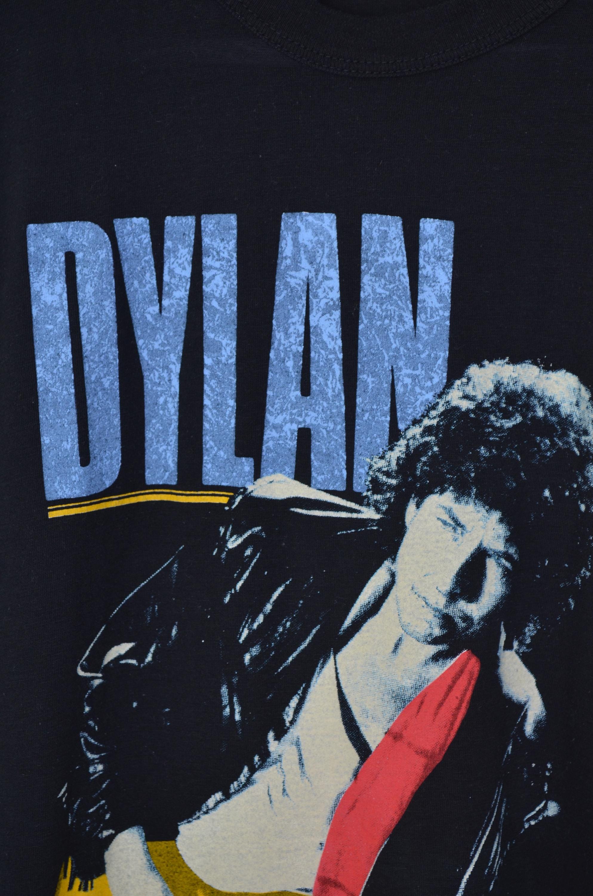 Bob Dylan Original Vintage Black 80s T-shirt Temples in Flames