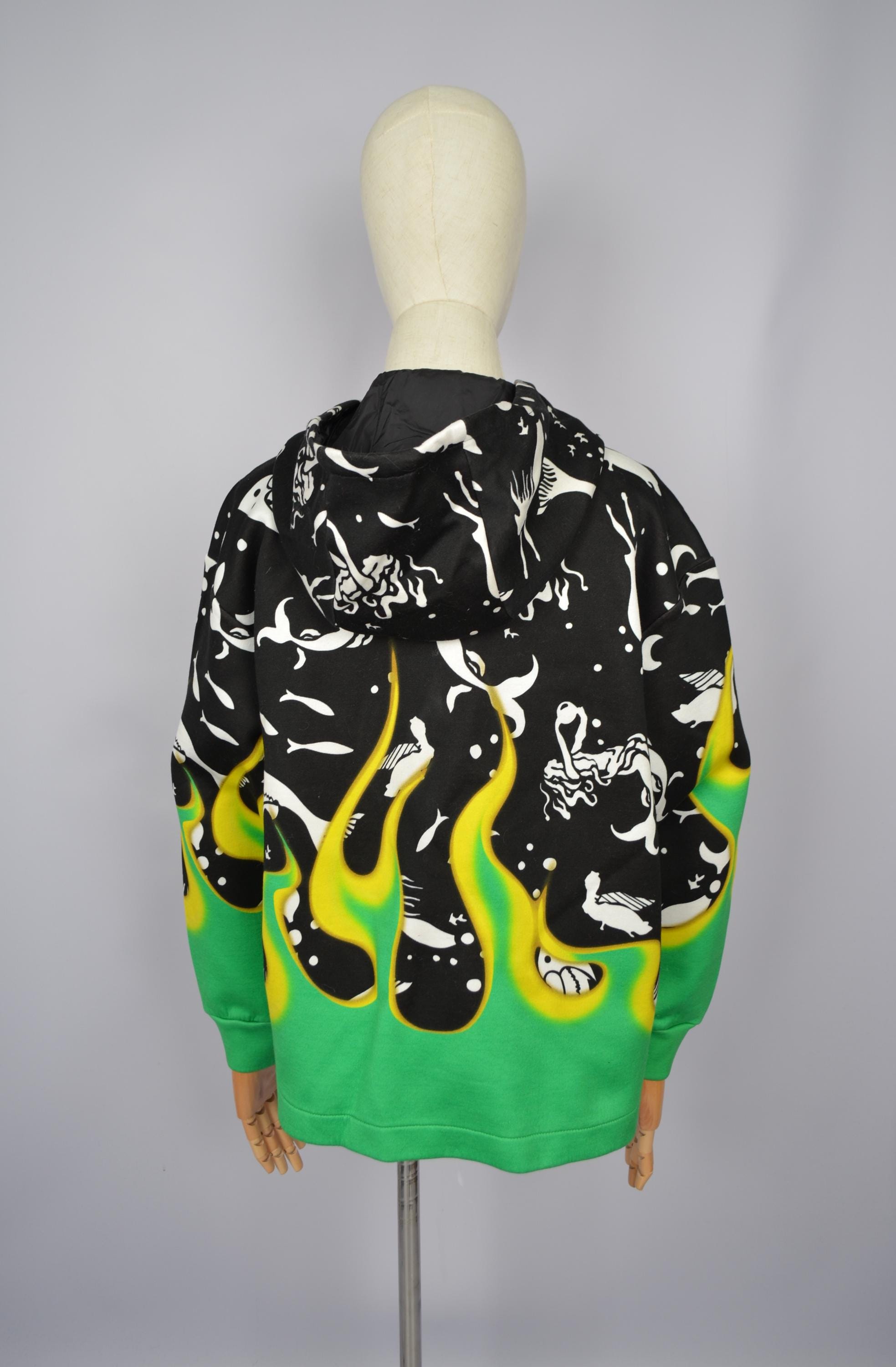 PRADA Special Edition Mermaid Flames Hoodie Size S Oversize VERY