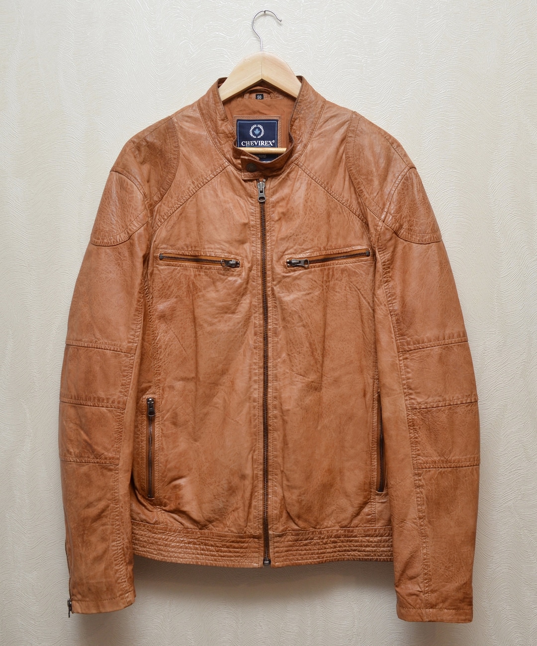 Vintage 90s Y2k Chevirex Leather Jacket Brown Size L P2P 23 Vintage 90s Y2k Chevirex Leather Jacket Brown Size L P2P 23