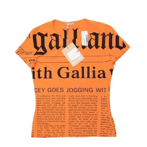 JOHN GALLIANO Y2K Gazette Newspaper Womens T-shirt Top Blouse