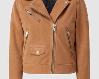 The Kooples Wildleder Camel Biker Kurze Jacke Größe M